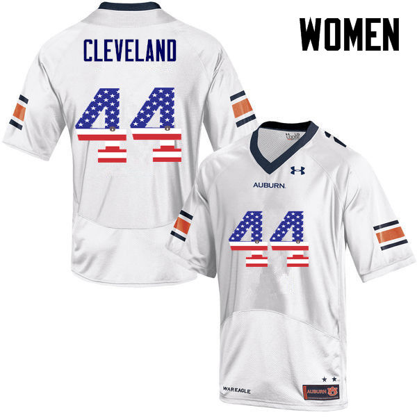 Auburn Tigers Women's Rawlins Cleveland #44 White Under Armour Stitched College USA Flag Fashion NCAA Authentic Football Jersey ZFH0174RF